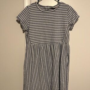 LOFT Blue and White Striped Babydoll Dress